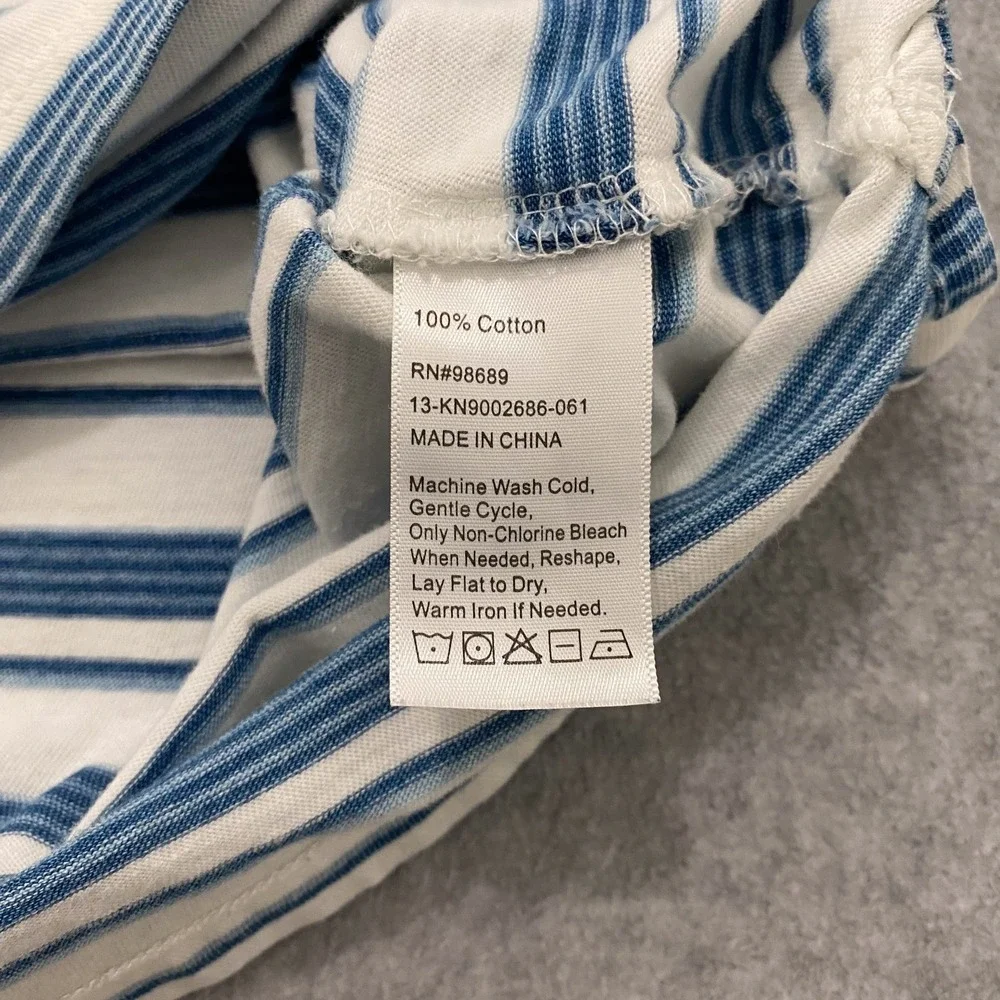 Todd Snyder Shirt Mens XXL White Blue Striped Cotton Short Sleeve Button Up